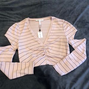 BCBGeneration pink and black strip blouse